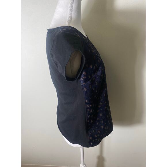 by Smith New York Navy Blue Cheetah Cap Sleeve Mixed Media Sz XS - Picture 2 of 5